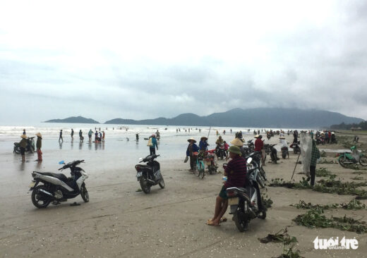 Thousands of people cheered to pick up the ‘sea fortune’ after the storm