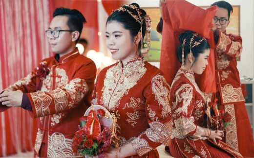 Traditional Chinese wedding costs 12.000 $ in An Giang: Meticulous to every detail