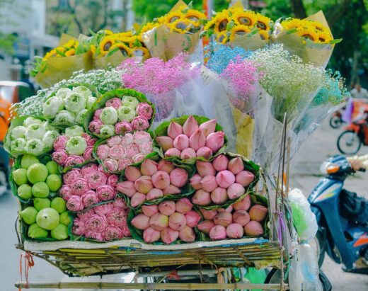 Hanoi is surprisingly beautiful on the flower carts down the street