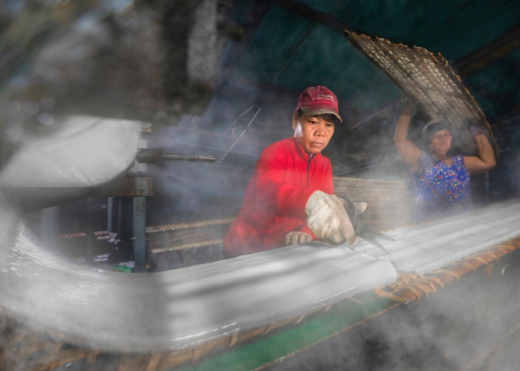 Colorful sweet potato flour craft village