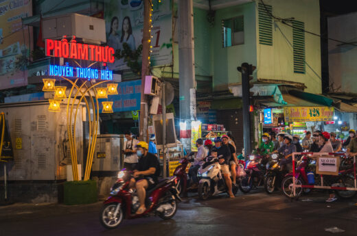 Young people and tourists experience Nguyen Thuong Hien food street