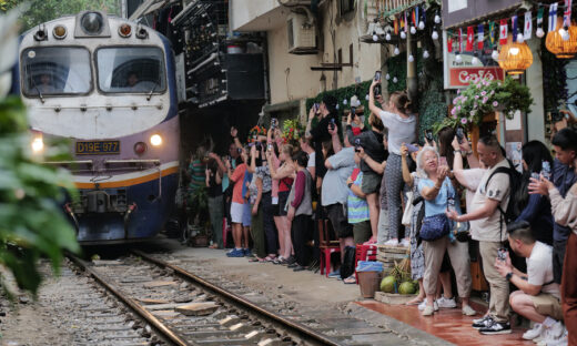 Foreign tourists flock to another section of Hanoi Train Street