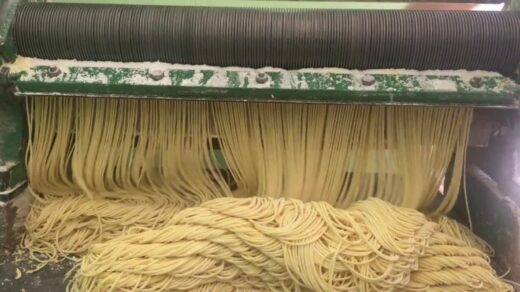 Family makes handmade noodles cut into different shapes in Vietnam